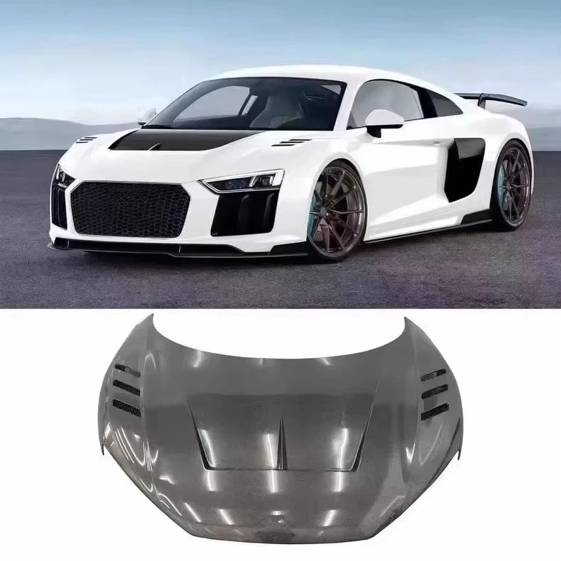 High Quality Real Carbon Fiber Front Hood Engine Bonnet Body Kit for R8 2017-2019 Front Bonnet Replacement Car Accessories